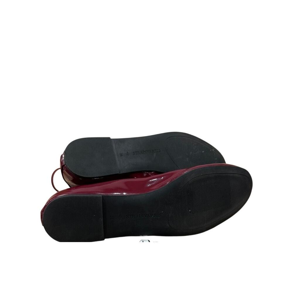 Stradivarius Burgundy Patent Lace-up Ballet Flats 38 7 NEW - Picture 4 of 6